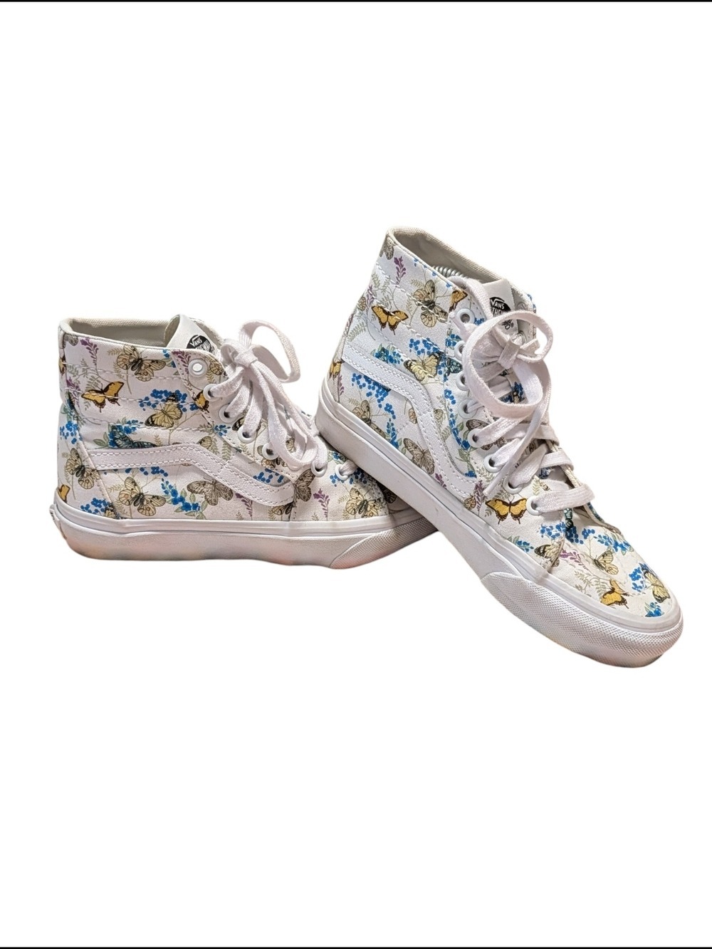 Vans Women's White Canvas High-Top Butterfly Print Sneakers - Picture 9 of 9